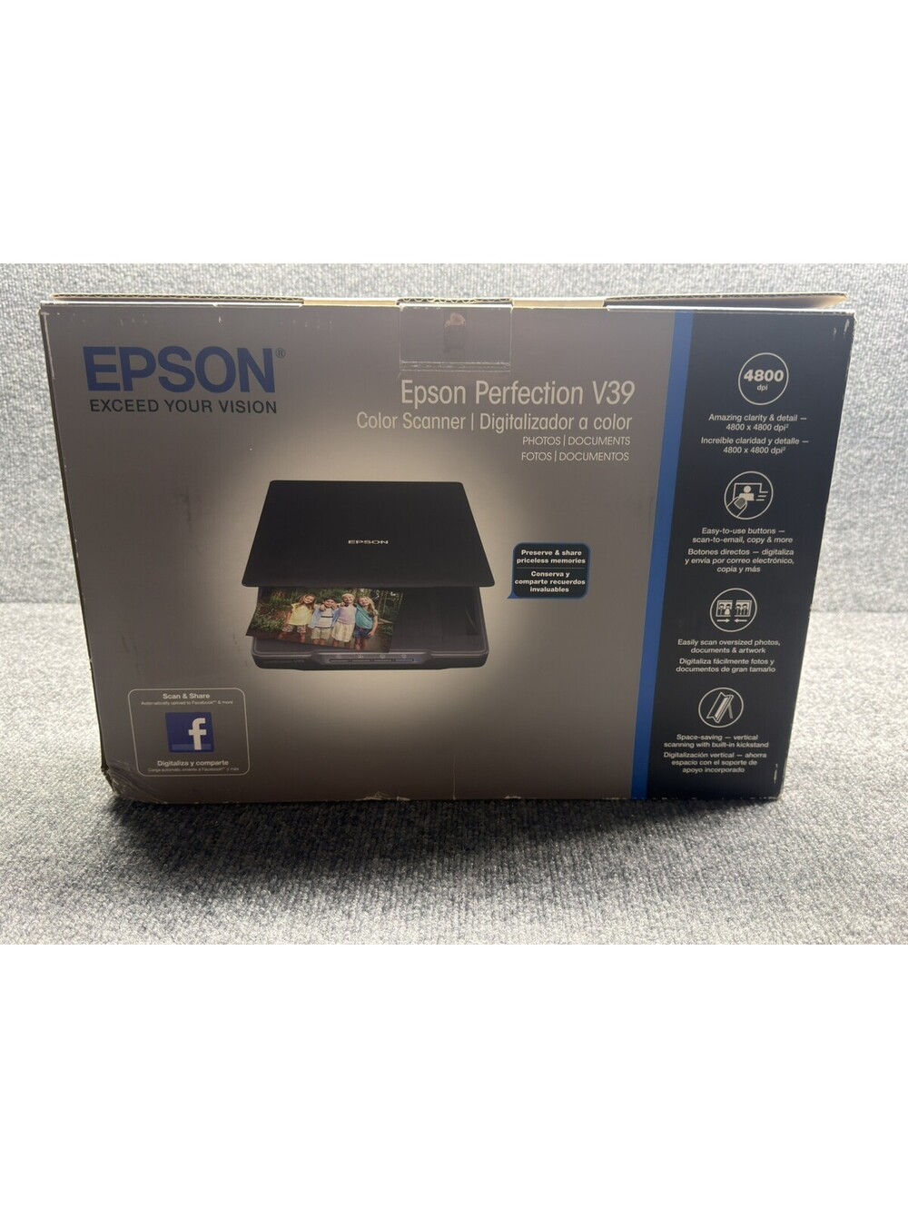 Epson Perfection V39 Color Photo and Document Flatbed Scanner